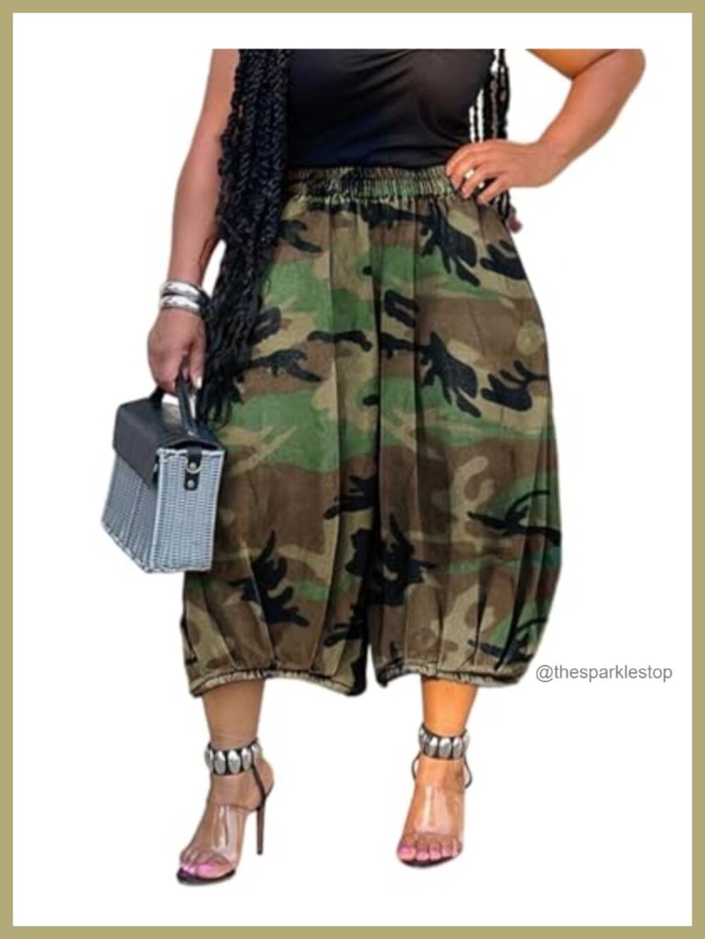 Camo Barrel Cargo Wide Leg Cropped Pants High Rise Streetwear Y2K